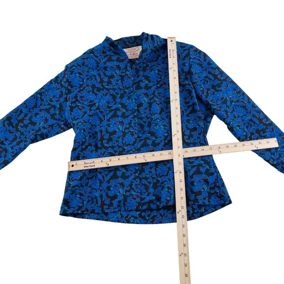 Country Sophisticates By Pendleton Blue Floral Long Sleeve Blouse size 8p - Picture 3 of 5